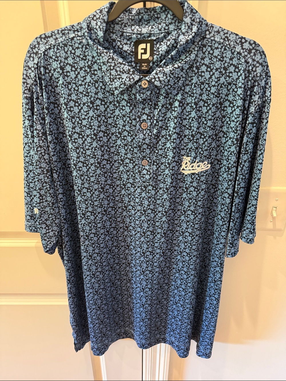 FootJoy Blue Floral Golf Polo with Subtle Script Logo